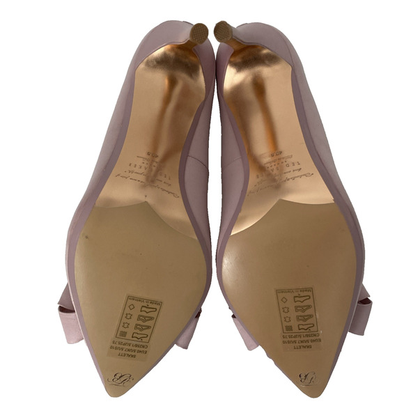 Ted Baker Skalett Pump Pink Pointed Toe Slim Heel Satin Bow Blush Light 40.5 - Picture 11 of 12
